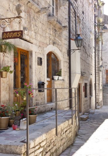 Montenegro, Kotor UNESCO town. Tight street.