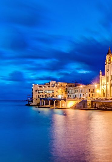 Neo-Gothic church of Our Lady of Mount Carmel (Balluta parish church), situated in Balluta bay, Malta