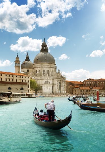 Grand Canal and Basilica Santa Maria della Salute, Venice, Italy and sunny day